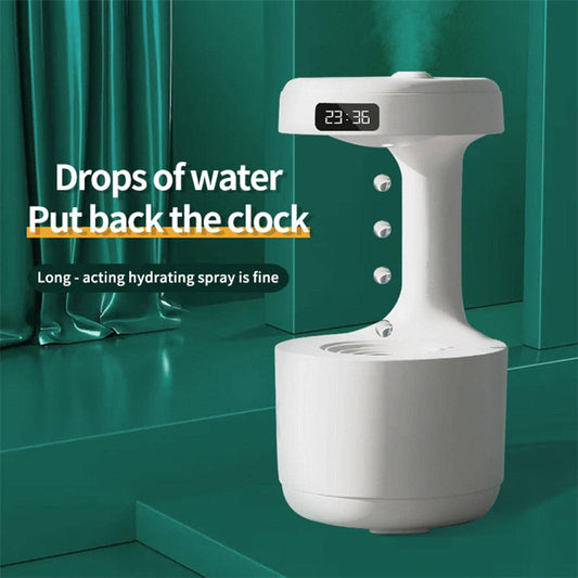 Bedroom Anti-Gravity Humidifier With Clock Water Drop Backflow Aroma